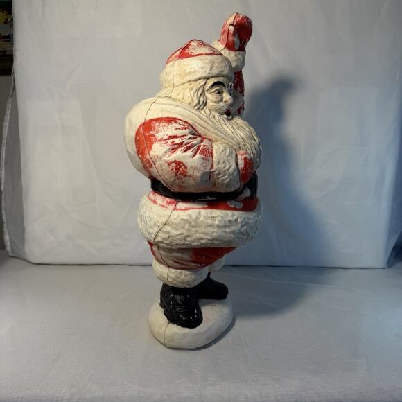 Vintage Santa Claus Waving with Gift Bag Shoulder Blow Mold Christmas 17” - Picture 7 of 10